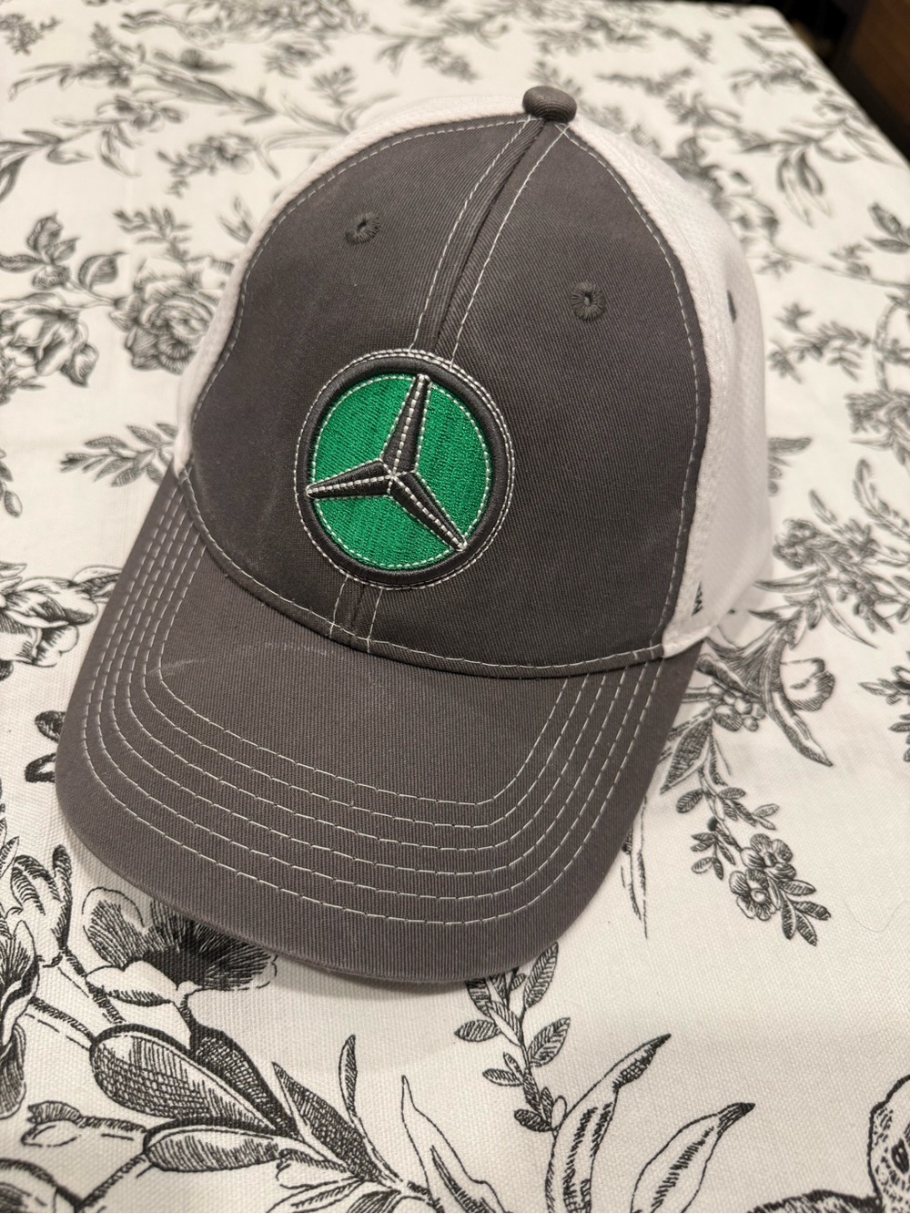 Mercedes-Benz Embroidered Baseball Cap in Gray, White & Green
